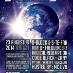 Globestyle: D-Block & S-Te-Fan, Ran-D, Code Black, Zany, Radical Redemption, Frequencerz, MC DV8, Mythix, Sanctify and Blackout! 
